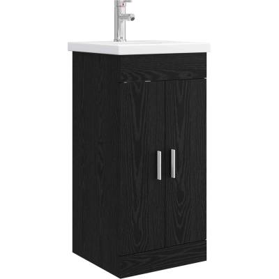 vidaXL Баня с мивка Черен дъб 42 x 40 x 84, 5 см Инженерна дървесина (890673)