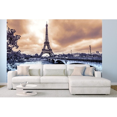 DIMEX ART Самозалепваща се флизелинова фототапета айфелова кула в дъжда 375 x 250 см