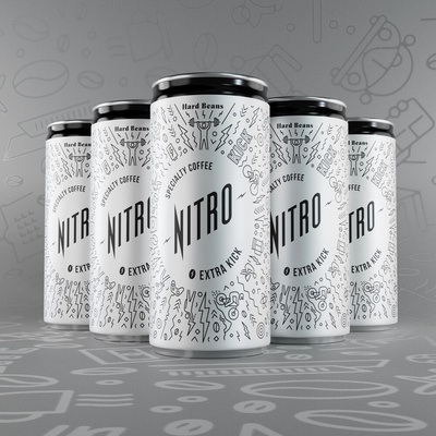 Hard Beans Nitro Cold Brew Extra Kick Maximální dávka energie 5 x 200 ml