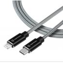 Tactical KP31195 Aramid extra pevný USB-C/Lighting MFI, 1m, sivý