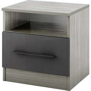 Мебели ДИМОВ Нощно шкафче с чекмедже Маями ММ11 кварц / антрацит гланц 50 см