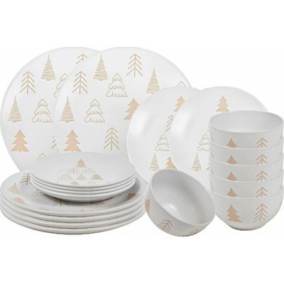HIT Jídelní sada talířů Vánoční White Trees 18 ks – Zboží Mobilmania