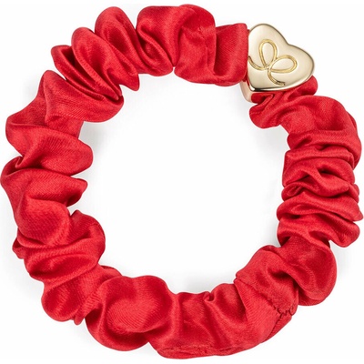 By Eloise London Gold Heart Silk Scrunchie farba Cherry Red