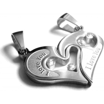 Steel Jewelry Přívěsek srdce pro dva z chirurgické oceli PR090390