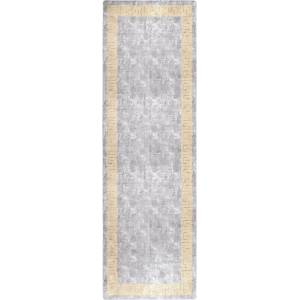 vidaXL Килим, миещ се, сив, 80x300 см (337935)