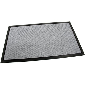 FLOMA Crossing Lines Šedá textilná gumová čistiace vstupná rohož 45 cm x 75 cm x 1 cm