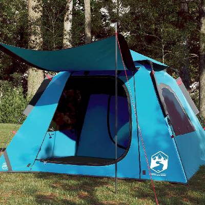 vidaXL Къмпинг палатка куполна 4-местна синя бързо освобождаване (4004144)