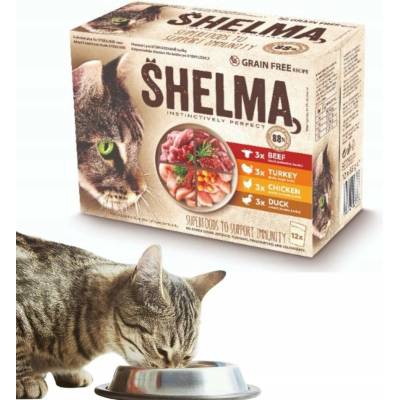 Shelma Cat kuřecí hovězí kachní krůtí 12 x 85 g