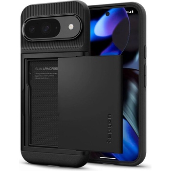 Spigen Калъф с Джоб за Карти за Google Pixel 9 Pro/ 9, Spigen Slim Armor CS Case, Черен (ACS07695)