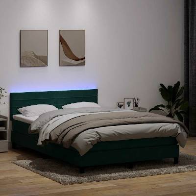 vidaXL 11461.3317034 Boxspring postel s matrací a LED tmavě zelená samet
