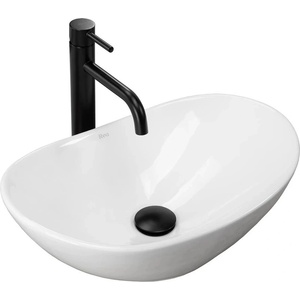 Rea Royal Mini овална мивка за плот, гланцово бяло покритие, 48 см (5902557382958)