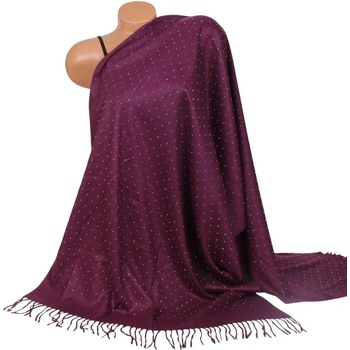 Дамски шал от кашмир в лилаво с камъчета