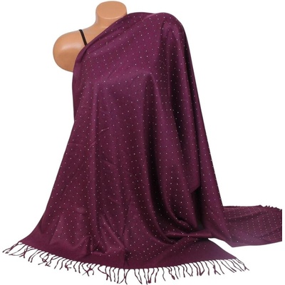 Дамски шал от кашмир в лилаво с камъчета