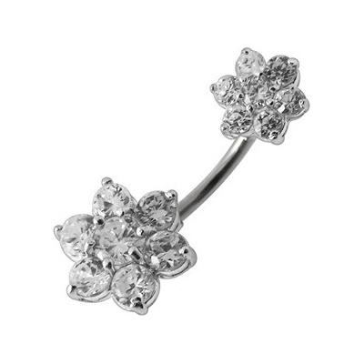 Šperky4U stříbrný piercing do pupíku kytičky BP01109-C