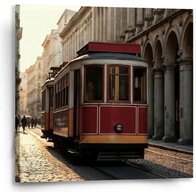 Sablio Obraz Historická červená tramvaj - 50x50 cm