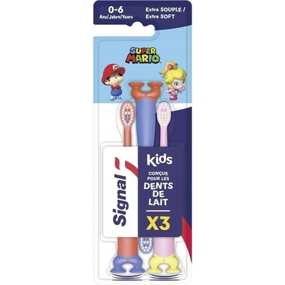 Signal Kids Super Mario Extra Soft Toothbrush klasický zubní kartáček 3 ks