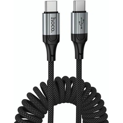 Hoco X121 Nuevo 60W Rýchle nabíjanie Type-C na Type-C spirálovo pletený dátový černý
