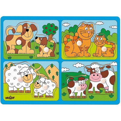 Woodyland Пъзел с дръжки, Домашните любимци и техните малки (91913)
