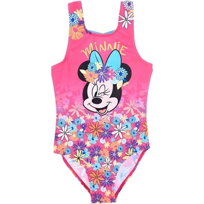 SunCity · Dievčenské jednodielne kvetované plavky Minnie Mouse Ružová