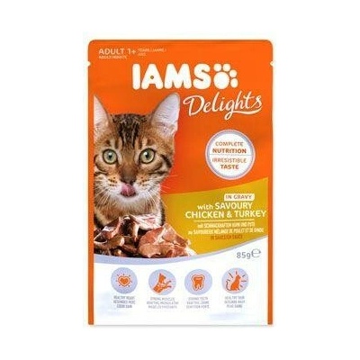Iams Cat Adult Delights kapsička Chick&Turk. v omáčke 85 g