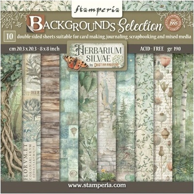 Stamperia Sada oboustranných papírů 20 × 20 cm Herbarium Silvae (10 ks)