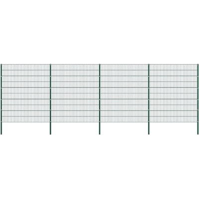 OMAXI Plotový panel se sloupky železný 867 x 200 cm zelený 737454