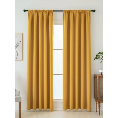 MKLuzkoviny.cz Blackout závěsy Elias hořčicová – 140 × 160 cm (2 ks) - řasící stuha – Zbozi.Blesk.cz