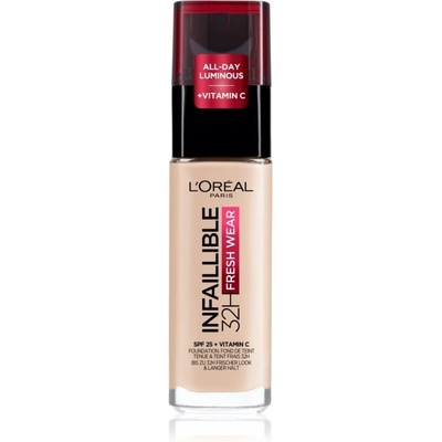 L'Oréal Paris Infaillible 32H Fresh Wear dlhotrvajúci tekutý make-up SPF25 15 Porcelain 30 ml