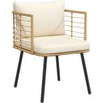 vidaXL Градински стол с възглавници Natural Poly Rattan (4108260)
