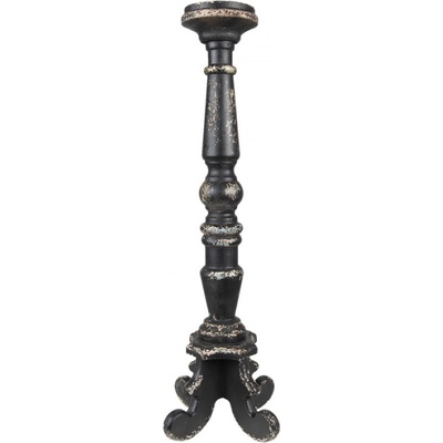Černý antik dřevěný svícen – 23x65 cm