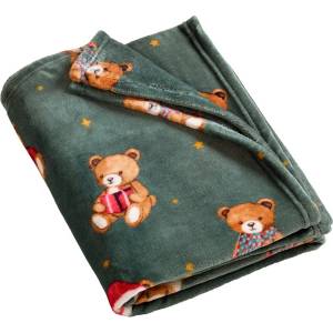 Catherine Lansfield Тъмнозелено одеяло с коледен мотив 170x130 cm Christmas Tartan Teddy Bear - Catherine Lansfield (DS/61649/W/130170/GR)