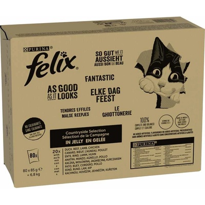 Felix Fantastic hovädzie kura kačica jahňacie v želé 80 x 85 g