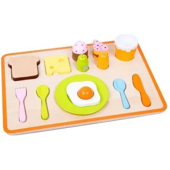 Image 1 of Classic World - Дървен пъзел - Подреди закуската - Оранжево и зелено (3659_1)