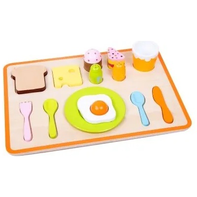 Classic World - Дървен пъзел - Подреди закуската - Оранжево и зелено (3659_1)