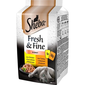 Sheba Mini Fresh & Fine kura a morka v šťave 6 x 50 g