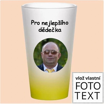 Bezvadný dárek Sklenice matná žlutý přechod s vlastní fotkou 450 ml 450 ml