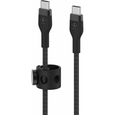 BoostCharge Pro Flex USB-C Cable - здрав USB-C към USB-C кабел с въжена оплетка за устройства с USB-C порт (200 см) (черен)