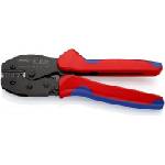 KNIPEX Клещи за кримпване на кабелни накрайници 0.1-2.5мм2 неизолирани, закалени, синьо-червена ръкохватка 220мм, с пружина, Knipex (K975234)
