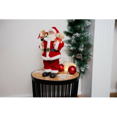 Dekorácia MagicHome Vianoce Santa s darčekmi a medvedíkom červený 30 cm