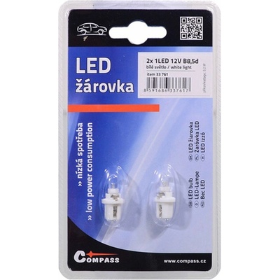 Compass 1LED 12V B8,5d, 6lm bílá 2ks