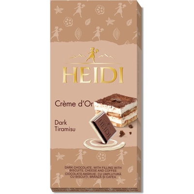 Heidi Créme d'Or Dark Tiramisu Hořká s náplní se sušenkami, sýrovým práškem a kávou 90 g
