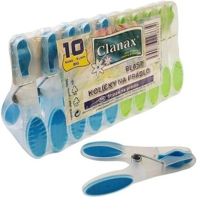 Clanax big kolíčky na prádlo 10 ks 8,2x4,0x1,5cm, plast