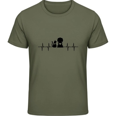 Gildan Soft-Style tričko Dizajn Tikot srdca a Pes a Mačka military green