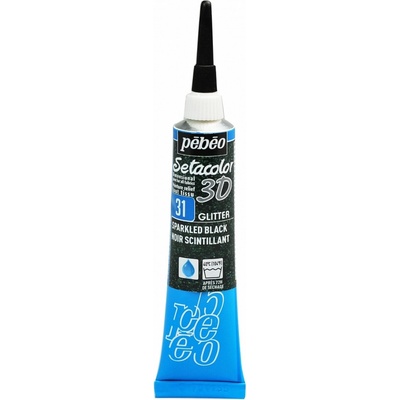 Setacolor 3D kontura s glitry 31 sparkling black 20 ml Pebeo