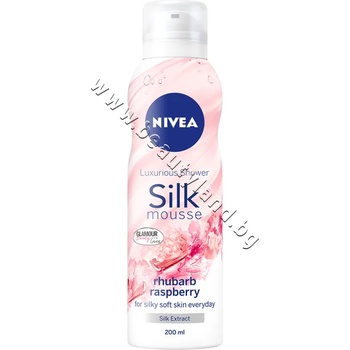 Nivea Душ пяна Nivea Silk Mousse Rhubarb & Raspberry, p/n NI-84080 - Почистваща душ пяна с коприна и аромат на ревен и малини (NI-84080)