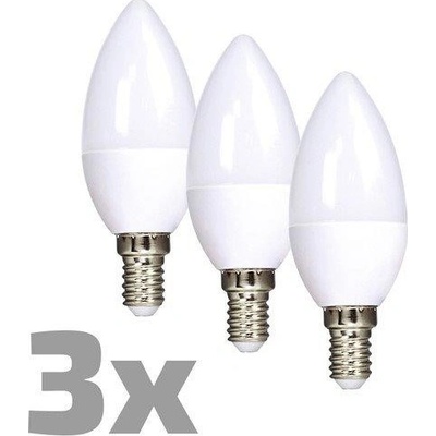 Solight ECOLUX LED žiarovka 3-pack, sviečka, 6W, E14, 3000K, 450lm, 3ks