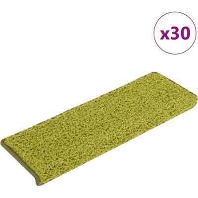 vidaXL Schodové rohože 30 ks 65 x 21 x 4 cm zelené s obdélníkovým okrajem