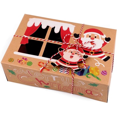 Prima-obchod Vánoční dárková krabice s průhledem a jmenovkou, barva 4 hnědá přírodní Santa – Zboží Dáma