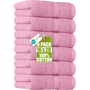 Utopia Towels Utopia Towels, Premium Towel Set, 100% Ringspun Cotton, Ultra Soft and Highly Absorbent, 600gsm, for Bathroom, Gym, Shower, Hotel and Spa, 16" x 28", Pink, Pack of 6 - UT0899 (UT0899)