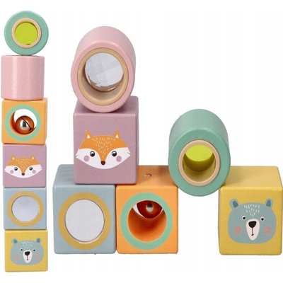 Adam Toys barevné kostičky s rolničkou zvířatka
